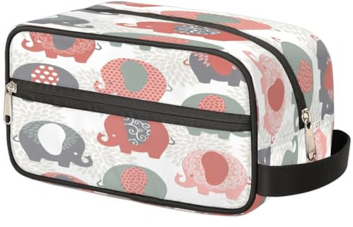 Jolie trousse de maquillage motif éléphant pour femmes, hommes, enfants, filles, garçons, trousse de toilette ethnique en forme d'éléphant, trousse de toilette de voyage, trousse de toilette pour