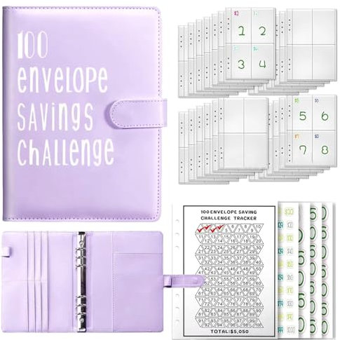 Budget Planner A5 Budgetplaner Geld Organizer mit 100 Tage Challenge Sparen Ringbuch Finanzplaner Binder Taschen Budget Planer Sparbuch Budget Binder Sparen Mappe Cash Stuffing Startset (Lisa)