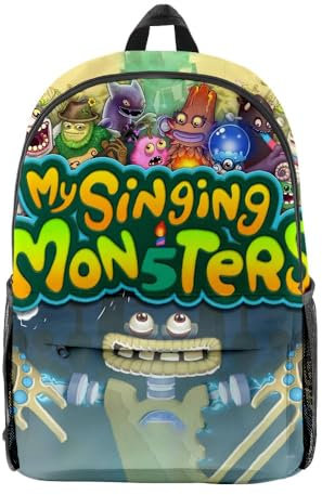 Chukamalilayi My Singing Monsters Schultasche, Anime-Spiel, 3D-Manga-Graffiti-Druck, Cartoon-Schüler-Büchertasche, Rucksack, Tagesrucksack, Geschenk für Studenten, Teenager, Typ2, 47*28cm