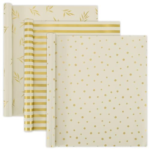 ZICOTO Schöne Geschenkpapierrollen für alle Anlässe – Set mit 3 hochwertigen Papierrollen für Geburtstag, Hochzeit und Babyparty – verleihen jedem Geschenk, das Sie verpacken, einen Hauch von Magie –