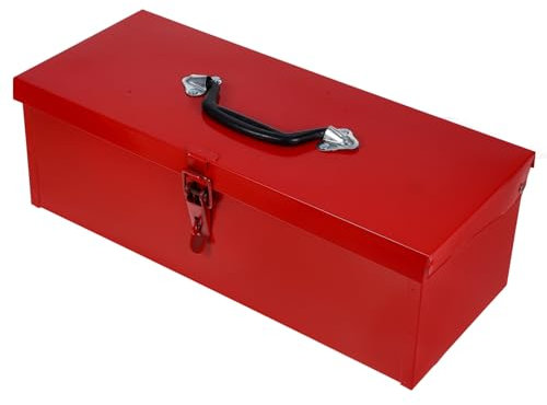 Hemobllo Caja De Herramientas De Metal Rojo Caja De Herramientas Portátil De Hierro Multifunción Caja De Herramientas De Granero De Metal Almacenamiento De Metal Caja De Herramientas De