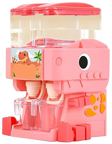Pequeño Juguete Dispensador de Agua para Niños, Forma de Dinosaurio de Simulación, Juguete de Fuente para Beber Lindo y Seguro para Muebles de Casa de Muñecas (Rosa)