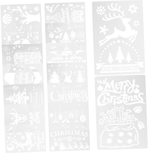 NUOBESTY 16pièces Pochoirs De Noël Réutilisables Pour Peinture Et Dessin Lot De Modèles Festifs Adaptés Aux Vitres Portes Et Murs
