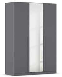 Rauch Möbel ALBA, Kleiderschrank, Farbe Grau metallic, Breite 136 cm | Schrank, Zubehör Premium, für Schlafzimmer, Kinderzimmer, Babyzimmer, Homeoffice, Garderobe, Flur