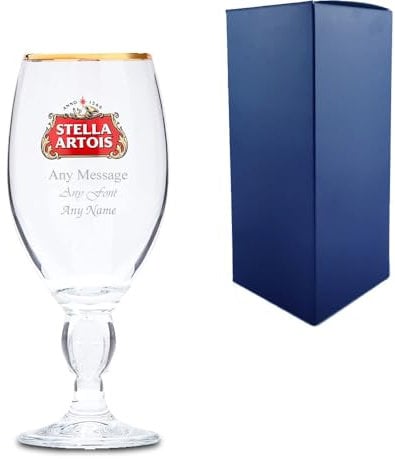 Personalised Engraved 20oz Stella Pint Beer Glass with Gift Box | 18th 21st 30th 40th 50th Birthday Gifts for Him, Best Man Gift, Groomsmen Gifts, Gift for Men