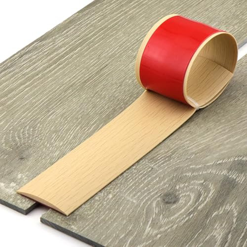 Bande De Seuil en PVC Auto-adhésive en Vinyle Grain De Bois Baguette Finition pour Jointure De Bande De Transition De Planches Stratifiées Carrelage Béton(Beige,W:5cm)