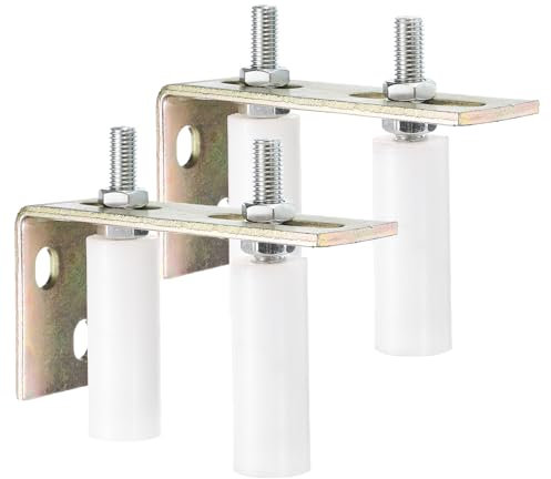 QUARKZMAN 4Pcs Galet Guide Pour Portail Coulissant, 3 Galets En Nylon Ensemble Support De Portail Avec Support Arrière En L, Guide Universel Pour Porte Coulissante, Blanc