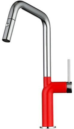 XJTNLB Spültischarmatur mit Brause Küchenarmaturen Ausziehbar Rot Einhebelmischer Küche mit Brause 2 Modi Mischbatterie Küche