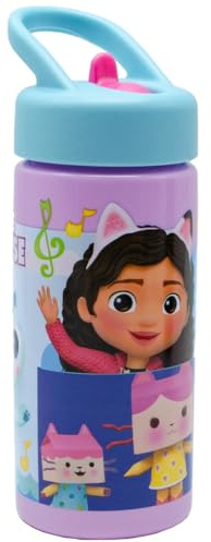 ms móvil shop Gabby's Dollhouse Children's Bottle 410 ml | PP Water Bottle with Handle and Spout | Lightweight, Reusable and BPA-Free | Colourful Design Girls | Ideal for School, Park or Travel