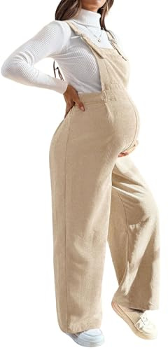 DOTBUY-SHOP Combinaison Grossesse Femme Enceinte Élégante Velours Côtelé Combinaison Maternité Femme Vetement Salopette Enceinte Doux Confort Pantalon à Bretelles Amples Taille
