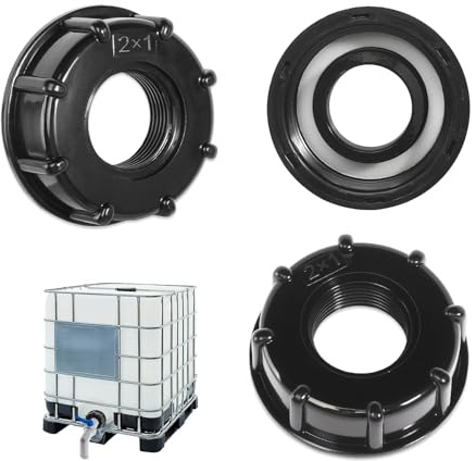 IBC-Adapter 1 Zoll Innengewinde Adapter, 3 Stück IBC Adapter Kappe Deckel Auslaufhahn Schwarz IBC Tank Deckel Container S60x6 Zubehör Kappe für 1000l Wassertank