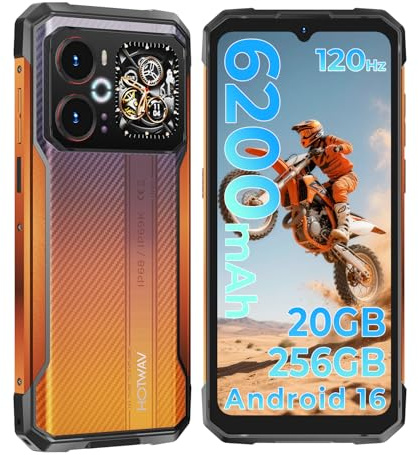 HOTWAV Cyber 18 Android 16 Rugged Smartphone 6.75 Cellulare Robusto | 20GB+256GB Telefono Indistruttibile 6200mAh 64MP+16MP, Gemini AI, NFC/Face ID/OTG/GPS/Dual SIM 4G