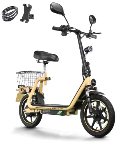 TWOFISH 12/14 Zoll Elektro Motorrad für Erwachsene, EEC Straßenzulassung, E Moped mit 500W Motor 48V 13Ah Akku, Disc Bremsen Doppelaufhängungg, 30 km Reichweite Max 120kg