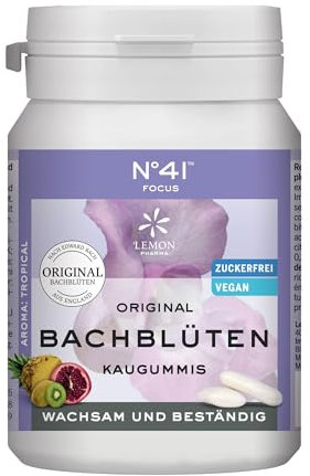 Original Bachblüten Kaugummi Nr. 41 Konzentration von Lemon Pharma, Vegan und Zuckerfrei