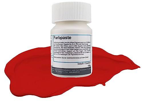 DD Composite Farbpaste 100g feuerrot RAL 3000 Pigment hochkonzentriert für Kunstharze Epoxidharz Resin Polyesterharz Gießharz farbintensiv deckend