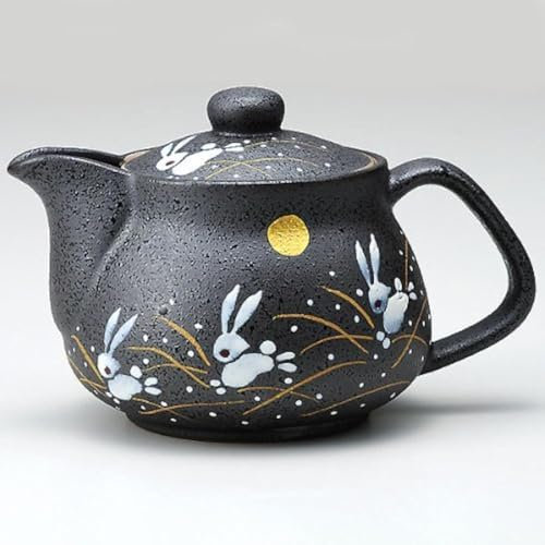 Théière en Céramique Japonaise Kutani Lapins et la Lune (avec passoire à thé) Import Japon