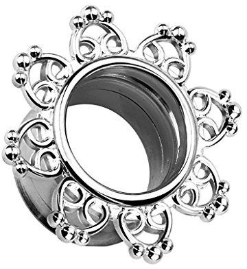 Piercingfaktor Flesh Tunnel Ear Plug Ohr Piercing Herzen Vintage Mandala Sonne Edelstahl Silbern 4mm
