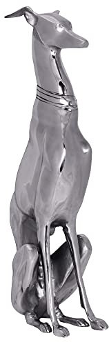 FineBuy Dekoration Design Dog aus Aluminium silbern Windhund Skulptur Hundestatue