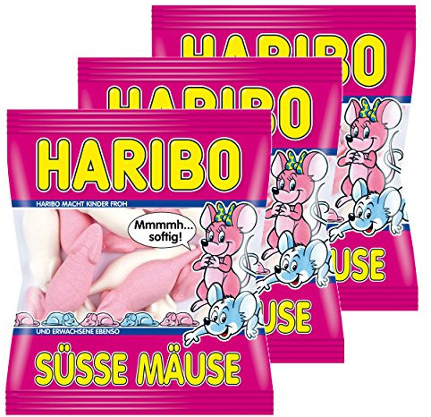 Haribo Süße Mäuse, Topolini Dolci, Caramelle Gommose, 3 Sacchetti da 200g