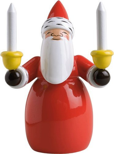 Handbemalter Weihnachtsmann aus Holz mit Kerzen