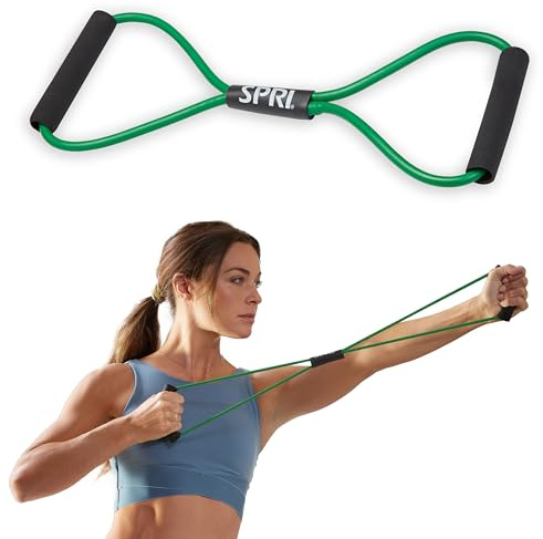 SPRI Ultra Toner Figure 8 Widerstandsband mit gepolsterten Griffen, ideal für Stretch, Übung, Fitnesstraining, Yoga, Widerstandsgewichte, Therapie, Fitnessstudio oder Heimtrainingsgeräte (Leichter