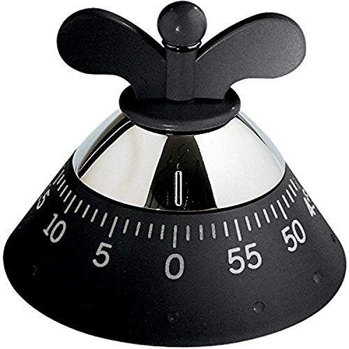 Alessi A09 B - Design Mechanischer Küchentimer, Thermoplastisches Harz, Schwarz, 10,5cm