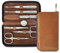 nippes Solingen Premium Line Maniküre Set Whiskey, 6-teilig, Edelstahl rost- und nickelfrei, Rindsleder-Etui mit Reißverschluss, Braun, Nagelset, Nagelpflege Set, Made in Germany