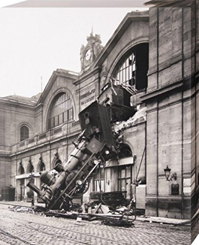 1art1 Züge Poster Zugunglück Am Bahnhof Montparnasse, Paris, Frankreich, 1895 Bilder Leinwand-Bild Auf Keilrahmen | XXL-Wandbild Poster Kunstdruck Als Leinwandbild 50x40 cm