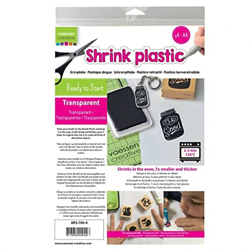 Vaessen Creative Schrumpffolie A4 Transparent 4pcs, 21 x 29.8 x 0.3 cm