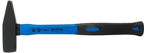 SW-Stahl 50420L Schlosserhammer mit Fiberglas-Stiel 2000g I Werkzeughammer mit Fiberglasstiel I Hammer 2000g Kopfgewicht I geschmiedeter Hammer mit Gummigriff