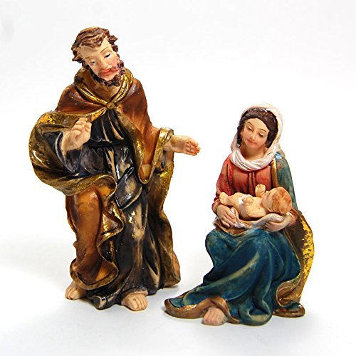 Krippenfiguren Hl. Familie, resin, ca. 3,5 x 8 x 3,5 und 3,5 x 6 x 3,5