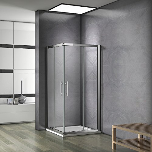 90x80x185 cm Cabine de douche Porte coulissante Paroi de douche accès d'angle verre sécurit