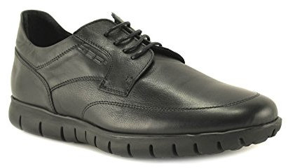 CONBUENPIE by BECOOL - Modelo 2612 - Zapato Extracomodo de Hombre de Piel en Color Negro (41, Negro)