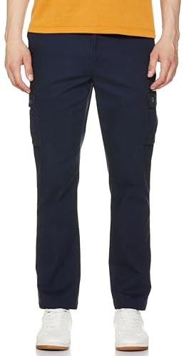 Amazon Essentials Men's Straight Fit Stretch Cargo Work Trousers (Available in Big and Tall), Navy, 33W / 29L
