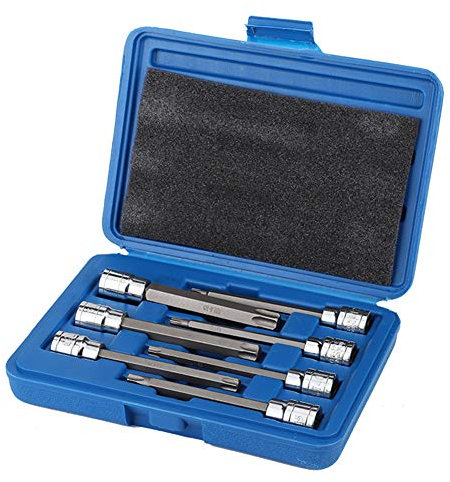 Lot de 7 douilles en forme d'étoile Torx extra longues avec boîtier en plastique T25, T30, T40, T45, T50, T55, T60