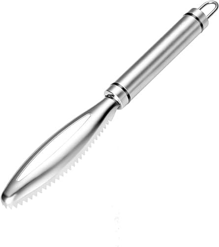 CHUER Fish Scaler, Stainless Steel Fish Scale Remover Cleaner Scaler Scraper Kitchen Peeler Tool, Silver
