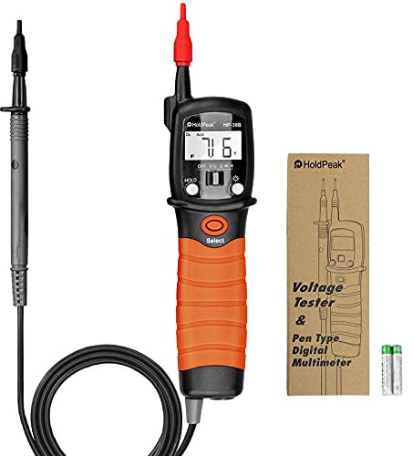 HoldPeak Multimetro Digitale a Penna HP-38B, 2000 Conteggi Tester di Tensione per Misurare Voltmetro, Resistenza, Tester a Diodi con Data Hold, Retroilluminato e Torcia