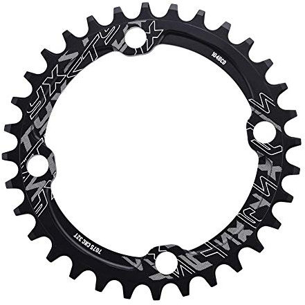 Fahrrad Kettenblatt, Mountainbike 32 Zähne -38 Zähne BCD 104 Aluminiumlegierung Einzelkurbel Kettenblatt für 104mm Schraubenmuster Mountainbike (34T-Schwarz)