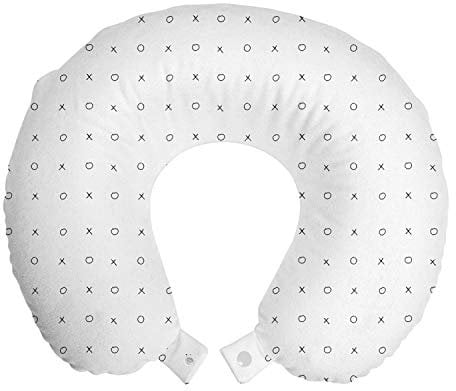 ABAKUHAUS Xo Reisekissen Nackenstütze, Geometrische Monochrome Spiel, Schaumstoff Reiseartikel für Flugzeug und Auto, 30x30 cm, Schwarz und weiß