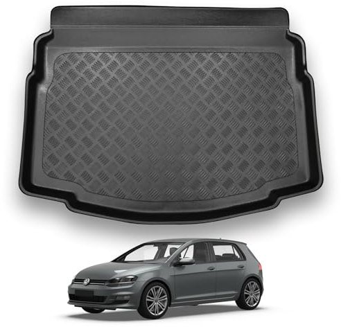 Nomad Boot Liner Compatible with VW Golf MK7 2013-2019 Recyclable Plastic (PE) Tailored Fit Car Floor Mat Protector Guard Tray Black Custom Fitted Accessory Dog Friendly Waterproof with Raised Edges