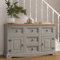 Corona Grey Sideboard 2 Door 5 Drawer, Solid Mexican Pine