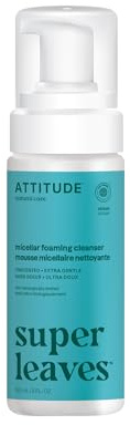 ATTITUDE Micellar Foaming Facial Cleanser, EWG Verified, Dermatologically Tested, Plant and Mineral-Based, Vegan, Unscented, 5 Fl Oz