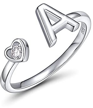 CRYSLOVE Buchstabe Ring Silber 925 Damen Offener Verstellbare stapelba Personalisierter Initiale Alphabet A-Z Ring für Mutter Freundin