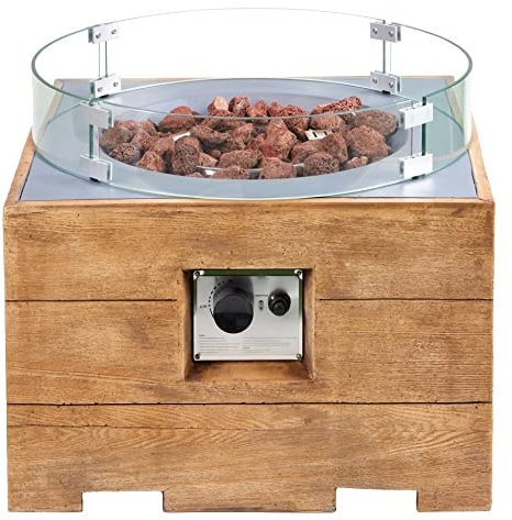 intergrill Gasfeuerstelle Fire Pit | 122 x 38 x 38 cm | Outdoor Feuertisch Feuerschale für Garten Terrasse und Balkon | Windschutz und Lavasteinen