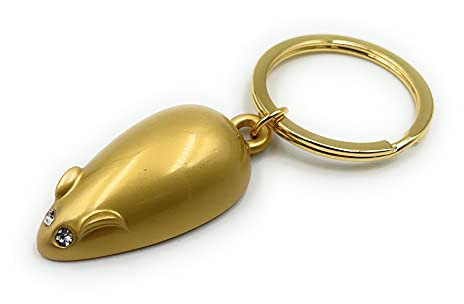 H-Customs Ratte Glitzer Augen gold Schlüsselanhänger Anhänger