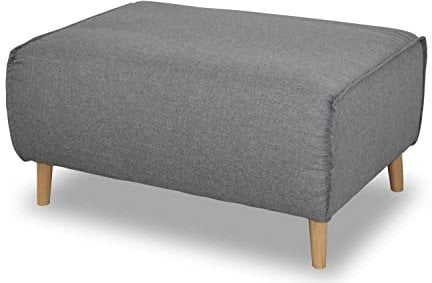 DOMO. collection Polsterhocker Jules FK mit Federkern und Holzfüßen, Sofa Hocker, Beistellhocker, Sitzhocker, 97 x 66 x 47 cm (BxTxH), in silber