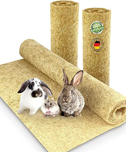 Nagerteppich aus 100% Hanf, 120 x 60cm, 5mm dick, Hanfteppich für alle Kleintiere, Hanfmatte Nagermatte Nager-Teppich Bodenabdeckung (6 Stück)