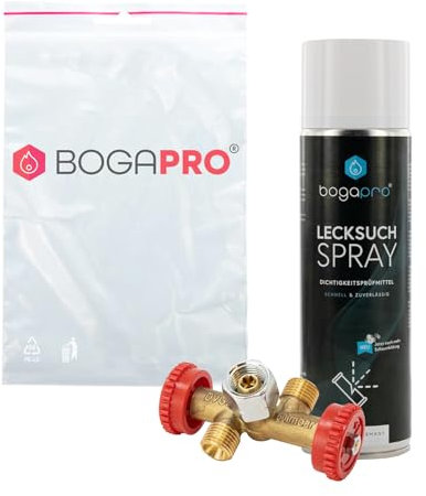 BOGAPRO GOK Doppelabzweigventil Regulierventil für Propan inkl. Lecksuchspray und Polybeutel
