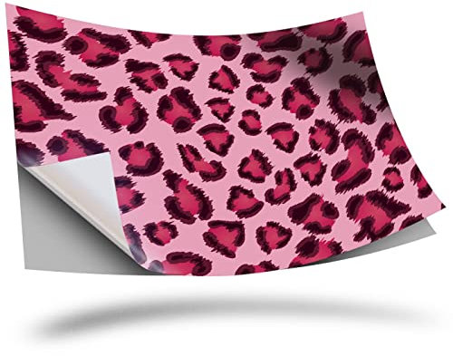 1 x Vinyl Sticker A3 Rectangle Shape 420x297mm - Pink Leopard Pattern Retro Art Print Decal Laptop Tablet Luggage Car Wall Fridge Door Sticker #13087