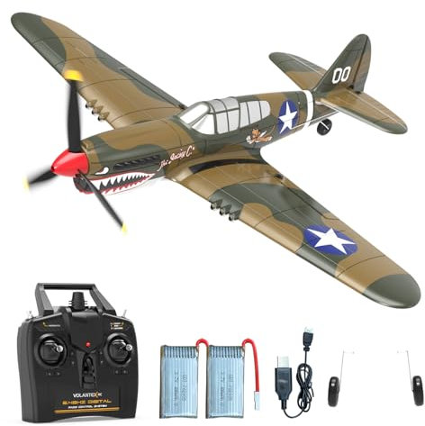 VOLANTEXRC P40 Warhawk RTF – 2,4 GHz RC Flugzeug mit USB-Ladung (4-Kanal) – RC Plane Ferngesteuertes Modell für Anfänger, Parkflyer & Leichtflieger – Alternative zu Quadrocopter